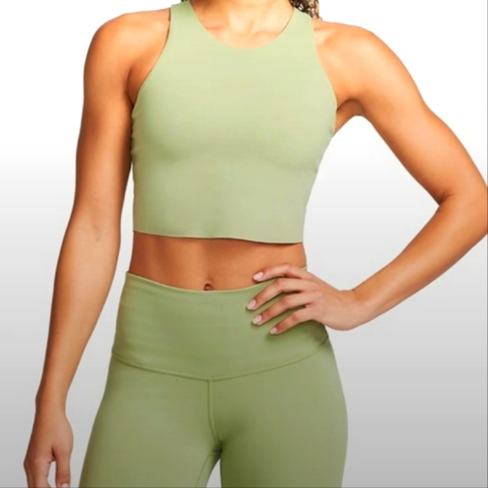 Nike Olive Green High-Waist Leggings and Crop Tank Set